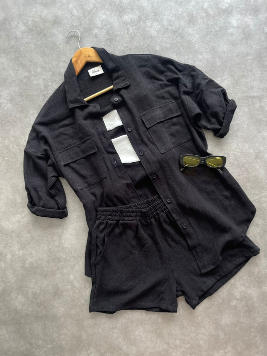 Set de Lino Savana - Negro